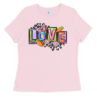 Bubblegum Pink Easter love Happy Easter Day Ladies Tee - CowGirlArtShop