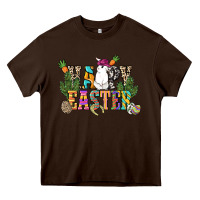 Chocolate Brown Happy Easter with cowboy Easter Day Heavy Core Tee - HowdyJamesFarm