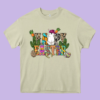 Happy Easter With Cowboy Easter Day Heavy Core Tee Designed By Howdyjamesfarm