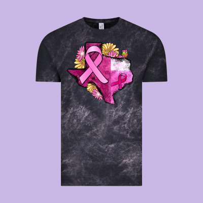 Texas Cancer Awareness Map Vintage Tee Designed By Fadigitalartstudio