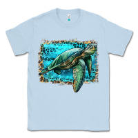 Dusty Blue sea turtle with background Classic Tee - Artiststas