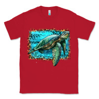 Red sea turtle with background Classic Tee - Artiststas