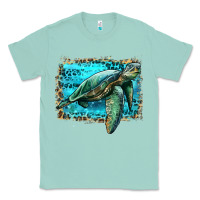 Seafoam sea turtle with background Classic Tee - Artiststas