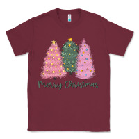 Burgundy merry christmas trees Classic Tee - CowGirlArtShop