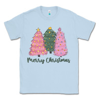 Dusty Blue merry christmas trees Classic Tee - CowGirlArtShop