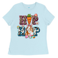 Baby Blue Western hip hop bunny Easter Day Ladies Tee - CowGirlArtShop