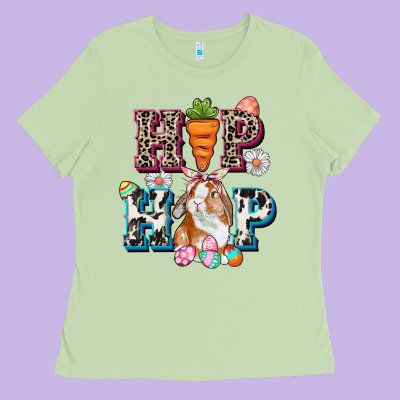 Western Hip Hop Bunny Easter Day Ladies Tee Designed By Cowgirlartshop