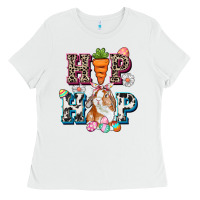 White Western hip hop bunny Easter Day Ladies Tee - CowGirlArtShop