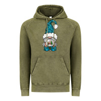 Vintage Olive winter gnome with snow globe Vintage Hoodie - BundleAndBundleShop