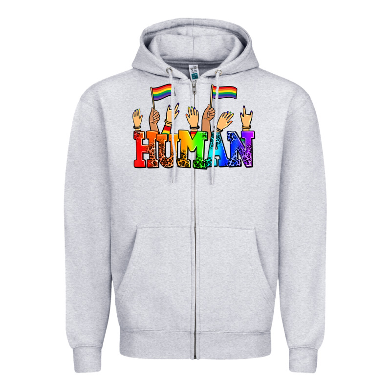 Human With Hands And Pride Flags Zipper Hoodie by AdoDesignShop | Teevron