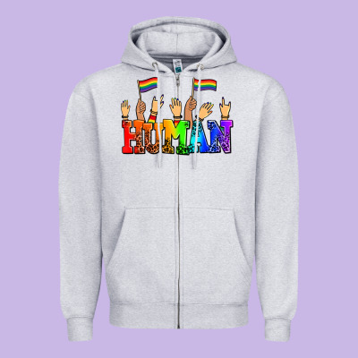 Human With Hands And Pride Flags Zipper Hoodie Designed By Adodesignshop