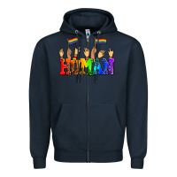 Navy human with hands and pride flags Zipper Hoodie - AdoDesignShop