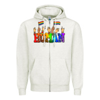 Oatmeal Heather human with hands and pride flags Zipper Hoodie - AdoDesignShop