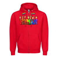 Red human with hands and pride flags Zipper Hoodie - AdoDesignShop