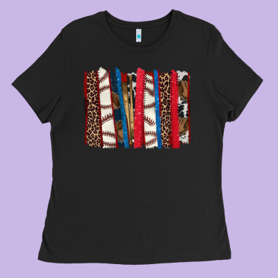 Baseball Brushstroke Ladies Tee Designed By Howdyjamesfarm