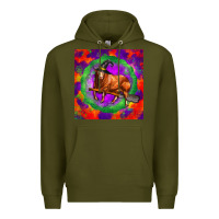 Army Green halloween red angus bull Premium Hoodie - LillyAllenDesigns