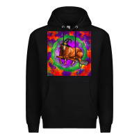 Black halloween red angus bull Premium Hoodie - LillyAllenDesigns