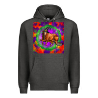 Charcoal Heather halloween red angus bull Premium Hoodie - LillyAllenDesigns