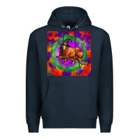 Navy halloween red angus bull Premium Hoodie - LillyAllenDesigns