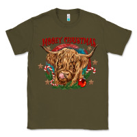 Army Green mooey christmas Classic Tee - CowGirlArtShop