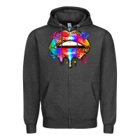 Charcoal Heather pride lips Zipper Hoodie - AdoDesignShop