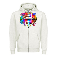 Oatmeal Heather pride lips Zipper Hoodie - AdoDesignShop