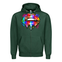 Sports Green pride lips Zipper Hoodie - AdoDesignShop