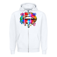 White pride lips Zipper Hoodie - AdoDesignShop