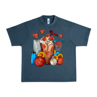 Midnight Navy Basketball Sunflower Frappe Urban Heavy Tee - FaDigitalArtStudio