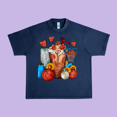 Basketball Sunflower Frappe Urban Heavy Tee Designed By Fadigitalartstudio