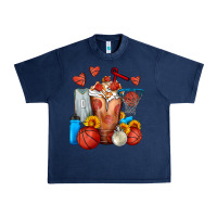 Navy Basketball Sunflower Frappe Urban Heavy Tee - FaDigitalArtStudio
