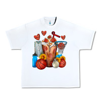 White Basketball Sunflower Frappe Urban Heavy Tee - FaDigitalArtStudio