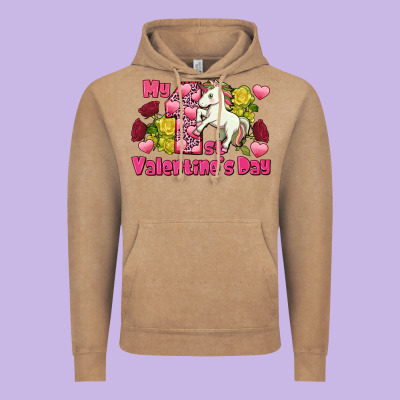 My First Valentine's Day Unicorn Vintage Hoodie Designed By Fadigitalartstudio