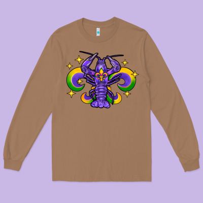 Mardi Gras Crawfish 2 Long Sleeve Tee Designed By Fadigitalartstudio