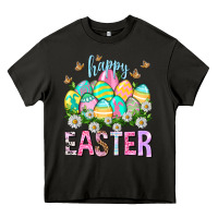 Asphalt Happy Easter with eggs Easter Day Heavy Core Tee - HowdyJamesFarm
