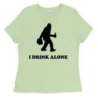 Matcha bigfoot sasquatch i drink alone Ladies Tee - artisFamous