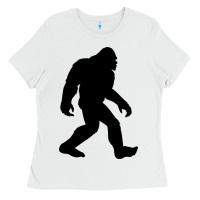 White bigfoot in black design Ladies Tee - artisFamous