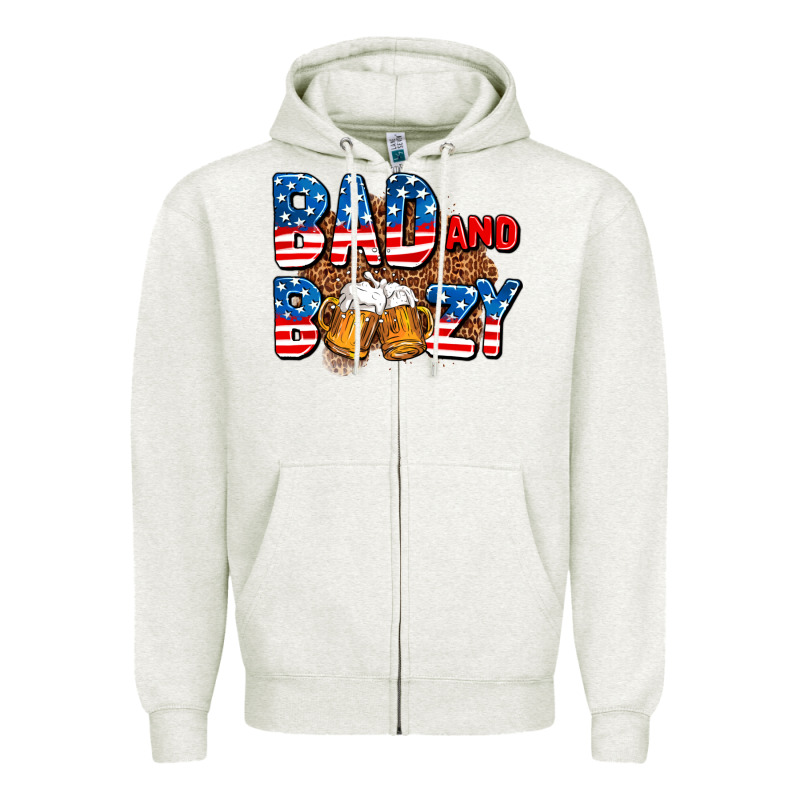 Bad And Boozy Usa Zipper Hoodie by AdoDesignShop | Teevron