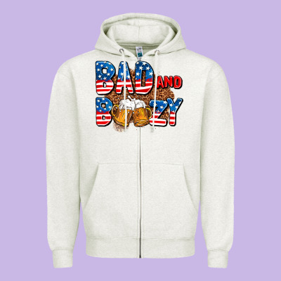 Bad And Boozy Usa Zipper Hoodie Designed By Adodesignshop