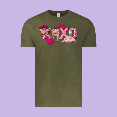 Valentine's Day Pig Xoxo Vintage Tee Designed By Fadigitalartstudio