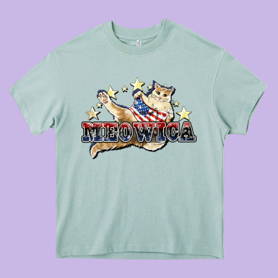 Meowica Cat 4th Of July Heavy Core Tee Designed By Howdyjamesfarm