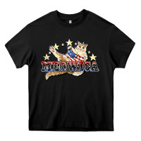 Black Meowica cat 4th of july Heavy Core Tee - HowdyJamesFarm