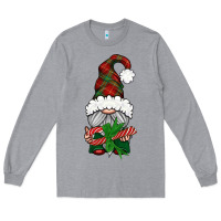 Heather Grey Christmas Gnome With Candy Long Sleeve Tee - BundleAndBundleShop