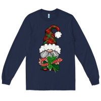 Navy Christmas Gnome With Candy Long Sleeve Tee - BundleAndBundleShop