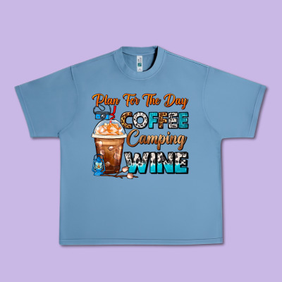 Plan For The Day Coffee Camping Wine Frappe Coffee Urban Heavy Tee Designed By Fadigitalartstudio