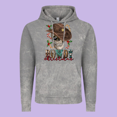 Howdy Christmas Skull Vintage Hoodie Designed By Fadigitalartstudio