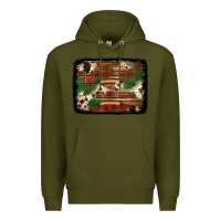 Army Green christmas buffalo plaid cowhide background Premium Hoodie - Jasminsmagicworld