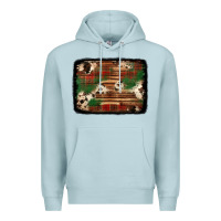 Blue Mist christmas buffalo plaid cowhide background Premium Hoodie - Jasminsmagicworld
