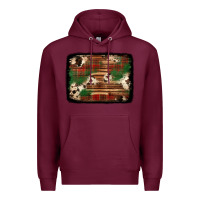 Burgundy christmas buffalo plaid cowhide background Premium Hoodie - Jasminsmagicworld