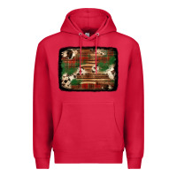 Cardinal christmas buffalo plaid cowhide background Premium Hoodie - Jasminsmagicworld